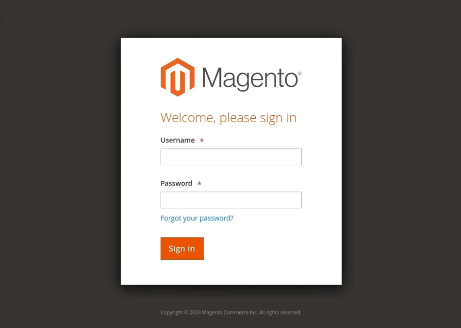 Verify the installation by viewing the Admin of your Magento store